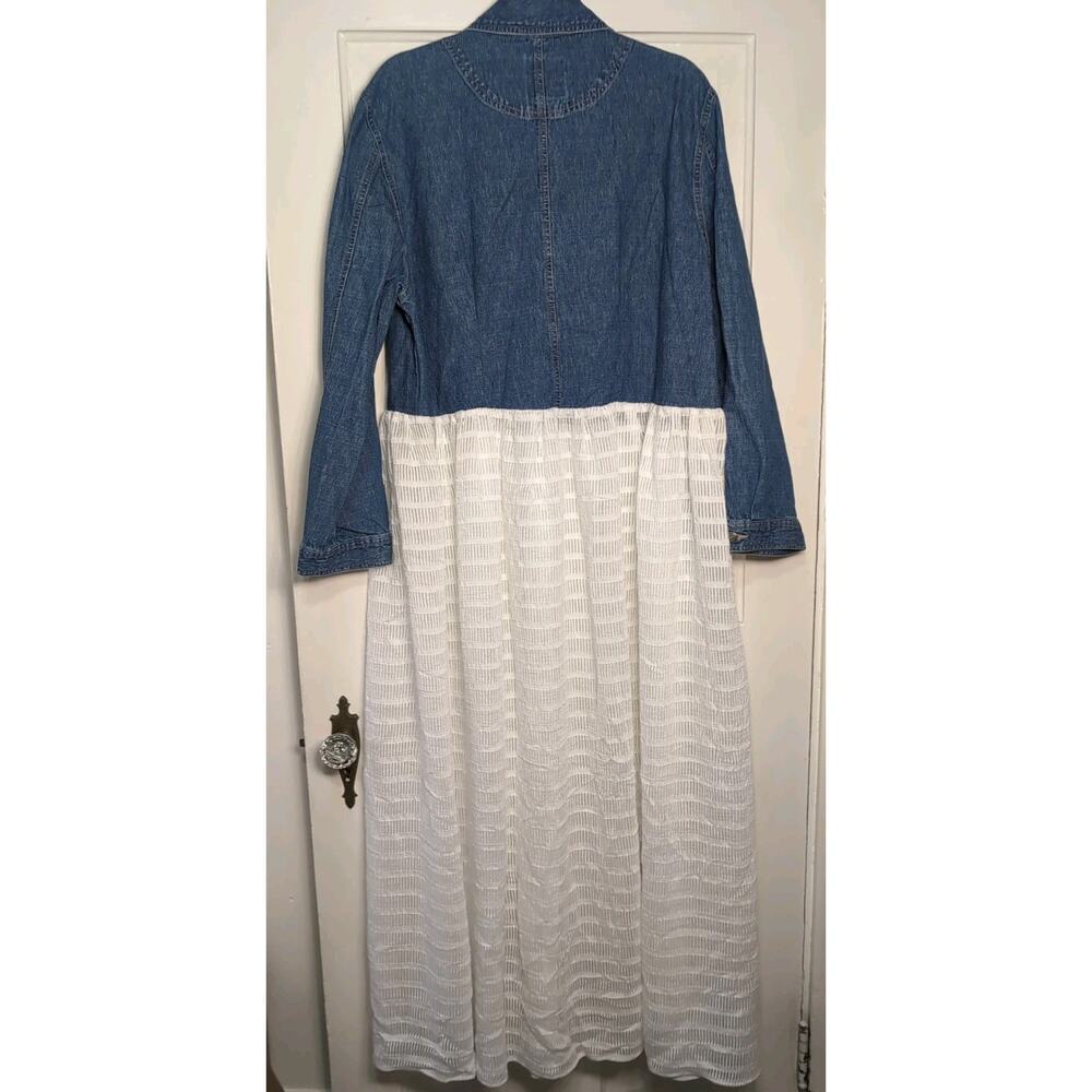 Vtg Faded Glory Mixed Media Denim Duster Dress Women's XL Cottagecore (1028) - Picture 5 of 5